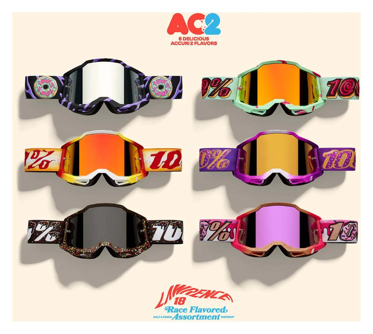 100% Accuri 2 Jett Lawrence Donut Goggle 6-Pack 3 100% Accuri 2 Jett Lawrence Donut Goggle 6-Pack